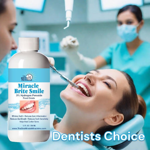 Miracle Brite Smile with Food Grade Hydrogen Peroxide and Essential Oils - Teeth whitening, Breath freshening, Removing