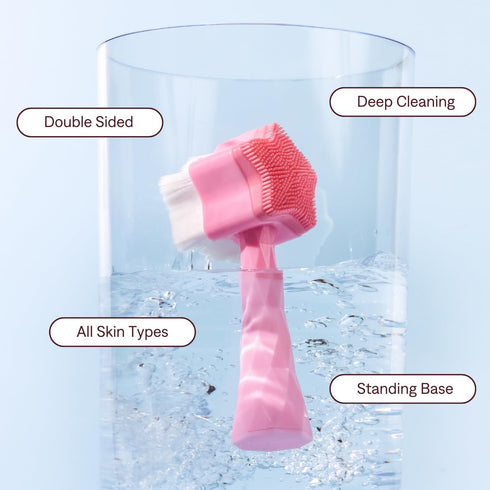 All Star Face Brush - Manual Facial Cleansing Brush, 2-in-1 Skin Care Face Brush for Deep Pore Exfoliation.