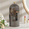 Makeup Brush Organizer with Lid, 360° Rotating Clear Dustproof Storage, Cup Pen Holder for Vanity Bathroom (Clear Black