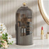 Makeup Brush Organizer with Lid, 360° Rotating Clear Dustproof Storage, Cup Pen Holder for Vanity Bathroom (Clear Black