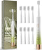 Upgrade Sonic Electric Toothbrush for Adults, 8 Replacement Brush Heads, Rechargeable with 2-Minute Timer, White & Green