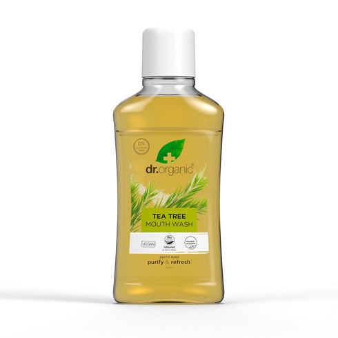 Dr. Organic Tea Tree Mouthwash, 500ml for Fresh Breath