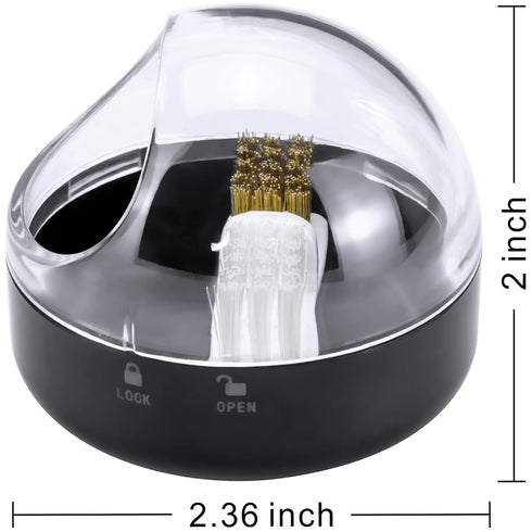 Nail Art Cleaner Tool Case with Steel Wire Brush and Nylon Brush for Cleaning Nail Drill Bits, Removable, Washable,