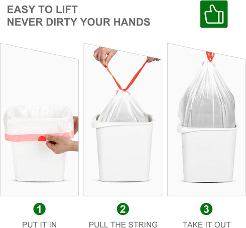 Magesh 4 Cinch 44 Count, Drawstring Small Trash Bags, Gallon Drawstring Extra Thick Garbage Bags Unscented, Quick