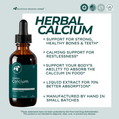 Mountain Meadow Herbs Herbal Calcium, Vegan Liquid Calcium Supplement for Bone & Teeth Support, 2 oz, High Absorption