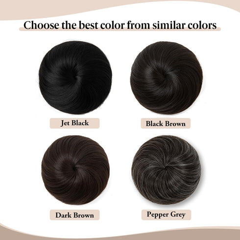 SARLA Dark Brown Hair Buns Extension, Drawstring Updo Donut Chignon, Straight Synthetic Fake Bun for Women