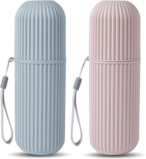 UCEC 8.2 inch Toothbrush Travel Case - Portable Holder for Traveling, Camping, Business Trip, School (2 Pack, Blue,
