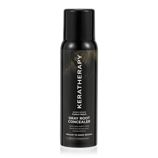 Keratherapy Keratin Infused Perfect Match Gray Root Concealer Spray, Dark Brown, 3 oz, Temporary Scalp Concealer