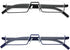 REAVEE 2 Pack Half Frame Reading Glasses for Men Women, Lightweight Portable Readers with Case, Black and Blue