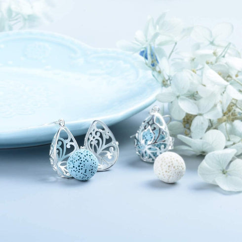 Set, INFUSEU Essential Oil Diffuser Necklaces & Earrings Women Aromatherapy Jewelry with Lava Rock Stones