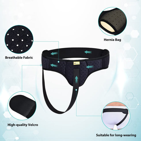 Tenbon Hernia Support Truss for Men and Women - Adjustable Waist Strap for Inguinal Groin Pain Relief (Small)