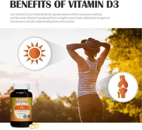 Spoonful Vitamin D3, 5000 IU/125mcg, 365 Softgel Capsules for Bone Health and Immune System Support, Made in USA