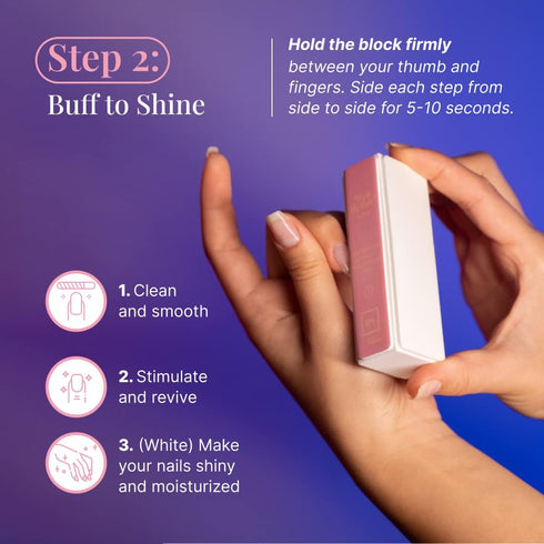 Made My Nails Buffer, Ultimate Shine 3 Way Nail Buffing Block with Professional Nail File 120/180 Grit