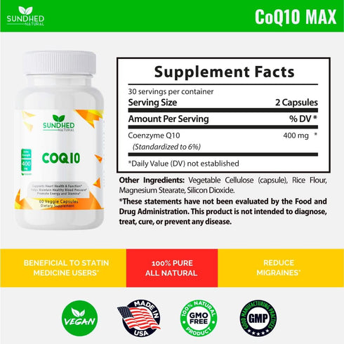 CoQ10 Powerful Antioxidant Capsules 400mg - Supports Wellness Functions and Promotes Energy