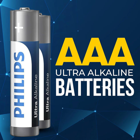 Philips 12 Pack, 1.5v 10-Year 129% AAA Batteries Ultra Alkaline Triple A. Batteries, Shelf Life, Ultimate Long-Lasting