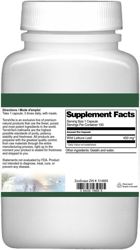 Terravita 450 (100 514665) Wild Lettuce Leaf - mg Capsules, ZIN:
