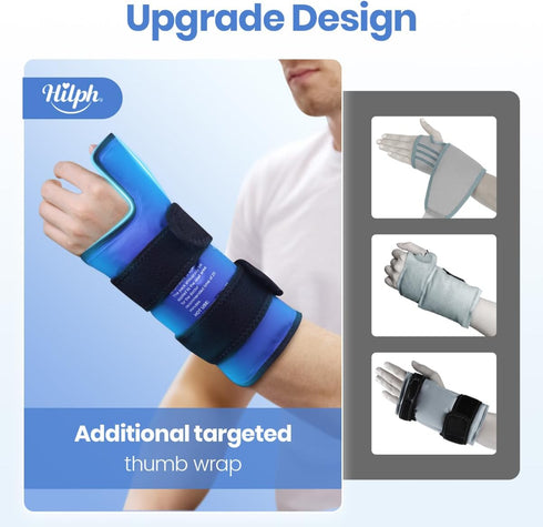 Hilph Large Thumb Wrist Ice Pack - Reusable Gel Ice Wrap for Carpal Tunnel & Tenosynovitis Pain Relief