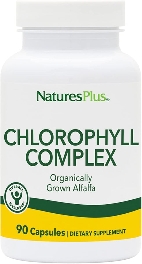 Natures Plus Chlorophyll Complex - 90 Capsules - 600 mg Organic Alfalfa Superfood Supplement