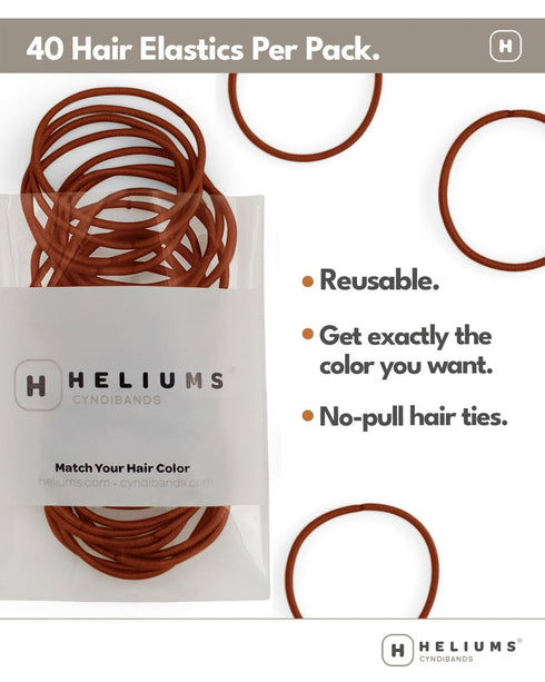 Heliums Thin Hair Elastics, Light Blonde, 2mm Ties for Thin Hair, 1.75 Inch, Medium Hold, 40 Count