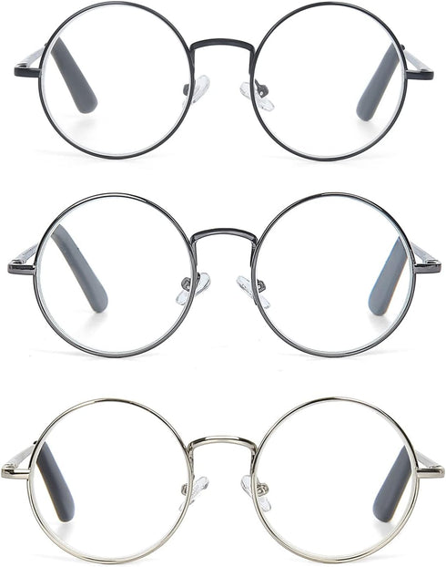 Spring Hinge Metal Frame Reading Glasses in Black, Silver, and Gunmetal