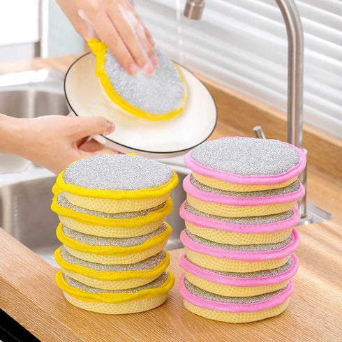 Teensery 20 Pcs Washing Dishes Sponges Double-Sided Dishwashing Sponge Scrubber Round Non-Scratch Scrub Sponges Pads