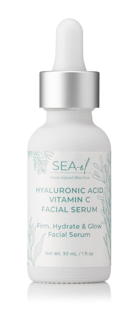 Hyaluronic Acid & Vitamin C Facial Serum Drops - 1 Fl Oz Anti-Aging Moisturizer for Women & Men, Vegan
