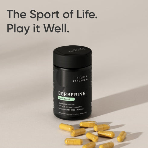 Sports Research Berberine, 1000 mg, 60 Capsules, Herbal Ayurvedic Metabolic Health Support, Vegan Certified