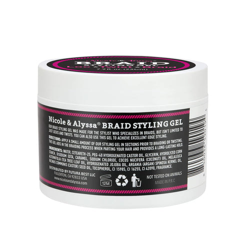 Nicole & Alyssa Braid Styling Gel, 7.9 oz, Healthy Frizz-Free Hold for Locs, Twists, and Braids