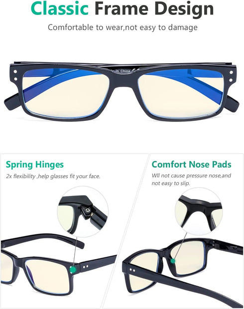 Eyekepper Vintage Reading Glasses for Men, 5 Pack Classic Readers with Spring Hinges