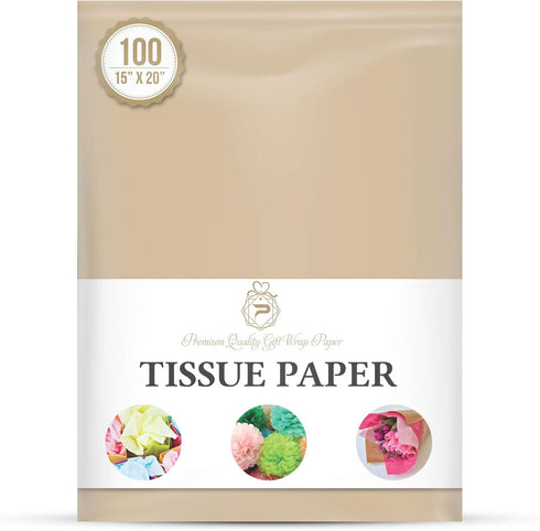 Neutral Gift Wrapping Tissue Paper for Gift Packaging, Floral, Birthday, Christmas, Halloween, DIY Crafts and More 15" X 20" 100 Sheets