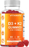 Vitamatic Vitamin D3 K2 Gummies - 60 Count - Supports Healthy Bone, Heart & Calcium Absorption, Immune Health - Plant