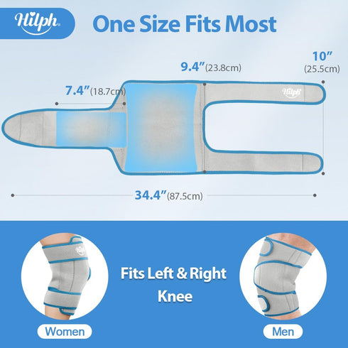 Hilph Knee Ice Pack Wrap, Reusable Hot Cold Compression for Knee Pain Relief, Meniscus Tear, ACL, Swelling (Grey)