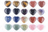 JIC Gem 20 pcs Mixed Crystal Heart Stones, Heart Shape Chakra Stones, 30mm Reiki Balancing Hand Carved