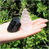 Wixine 2Pcs 1 Selenite Tower & 1 Extra Grade Black Tourmaline - Home Protection Kit Reiki