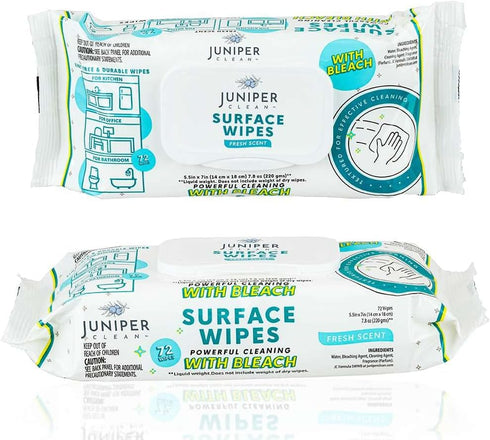 1 Pack Surface Wipes with Bleach, All-Purpose Cleaner for Bathroom, Kitchen, Office, 72 Count, Lint Free & Durable