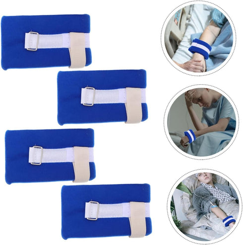 HAKIDZEL 4Pcs Patient Hospital Limb Holders for Blue Strap for Bedridden Safety Easy to Use with Quick Release Buckle