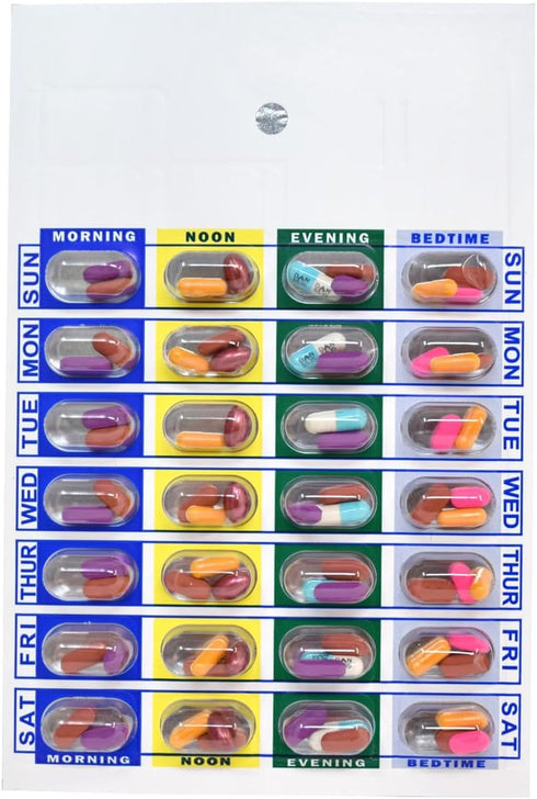 Medi-Aid Weekly Cold Seal Medication Blister Pack System Cards - 4 Times a Day, 24 Compartments, 6 Pack, One Piece Unit