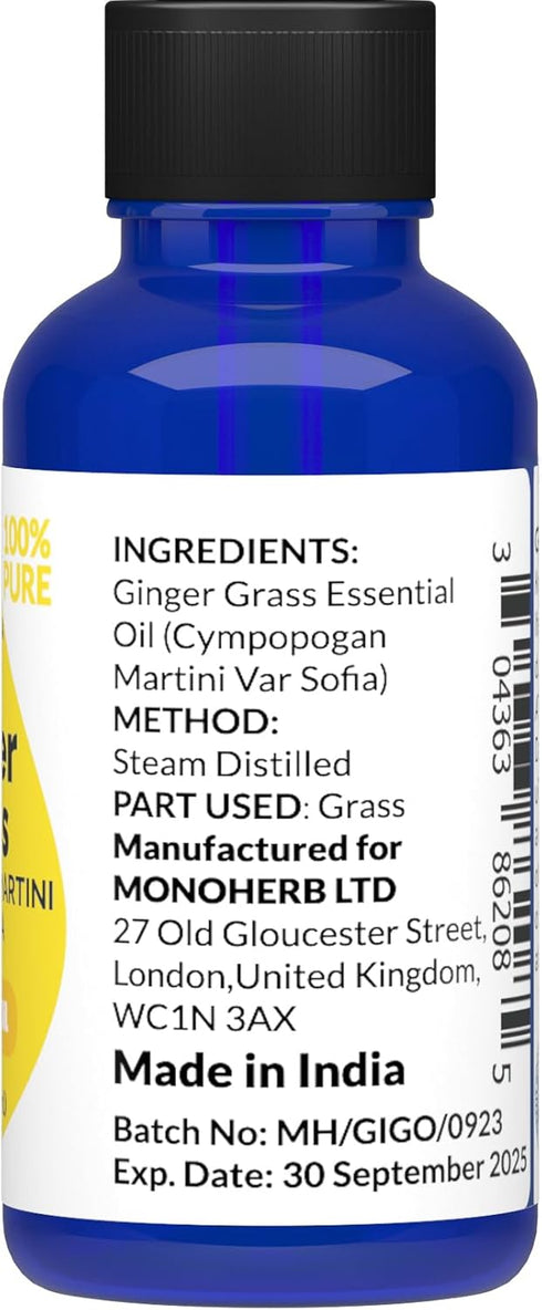 Ginger Grass Essential Oil 15 ml - 0.5 oz - Pure & Natural