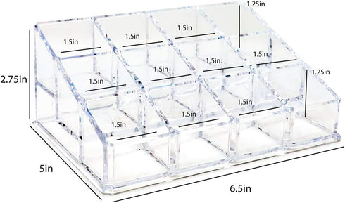 Isaac Jacobs Clear Acrylic 12 Compartment Nail Polish Holder, Organizer for Makeup, Essential Oils, Storage Solution, Rack Display (3 Rows (x4)) by Isaac Jacobs