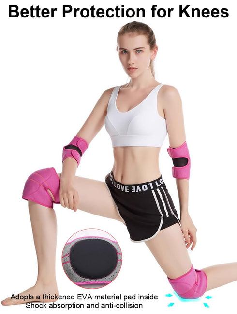 Knee Pads for Women & Men - Soft Dance Volleyball Wrestling Gear, Crash Pad Snowboarding Gear, Rose Red Soft Knee