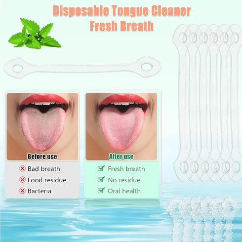 Jcwto 50 Count Disposable Tongue Scraper, Tongue Cleaner for Adults and Kids, Ergonomic plastic tongue scraper,Tongue