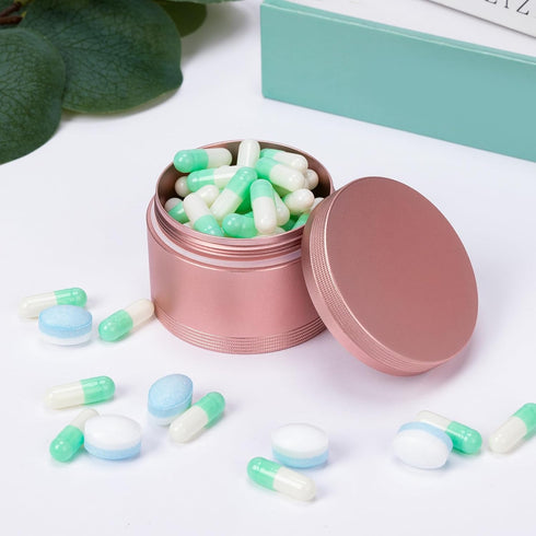 Pink Metal Pill Box Daily, Single Waterproof Travel Container for Purse, Cute Pill Holder Organizer, Big Size