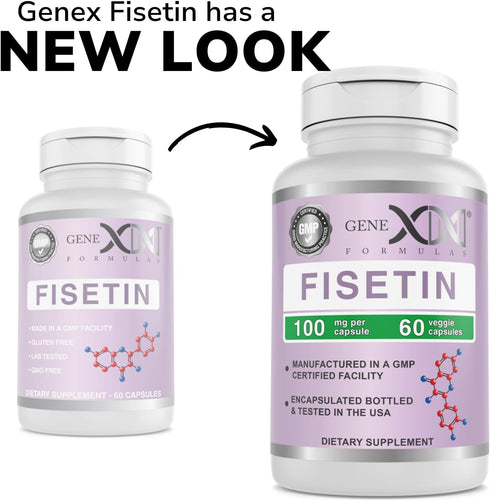 GENEX Fisetin 100mg/Serving (60 Capsules) | Antioxidant That Supports Healthy Aging and Brain Wellness - Non-GMO, Gluten Free, Vegetarian - 2 Month Supply