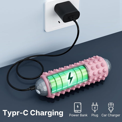 JALEBRO 4 2-in-1 Mini Electric Massage Roller Speeds Vibrating Massage Ball, Portable Muscle Massager Gun & Roller