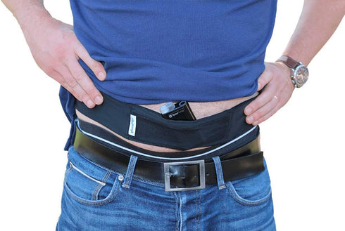 Insulin Pump Holder Waist Belt for Kids, Breathable Soft Fabric with Mesh for Easy Viewing, Black.