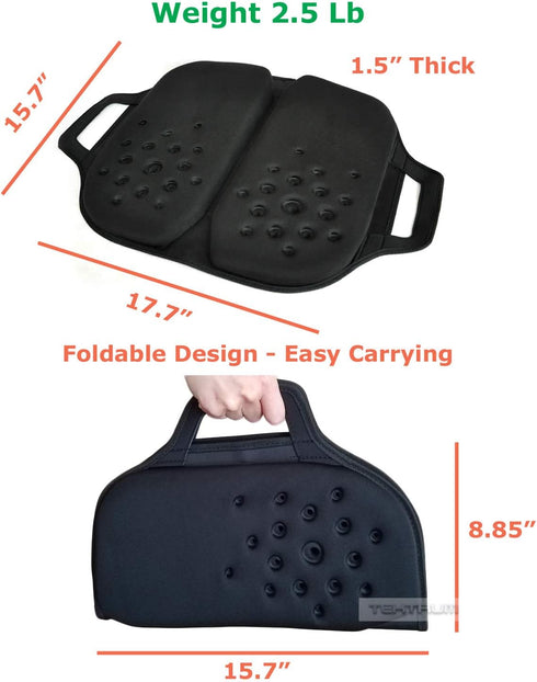 Tailbone, (GS1203-BLK) Tektrum Foldable Orthopedic Cool Gel Seat Cushion with Handle for Home, Office, Car, Chairs