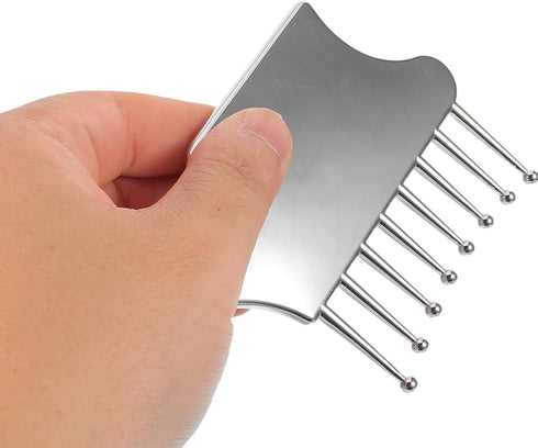 Metal Gua Sha Tools for Facial and Body Scraping, Zinc Alloy Scalp Massage Comb, Silver Face Sculpting and Muscle