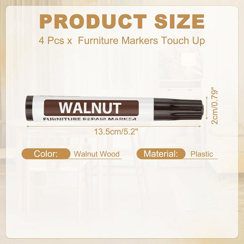 PATIKIL 4Pcs Furniture Markers Touch Up, Furniture Repair Kit Wood Markers for Scratches Wood Floor Holes Tables