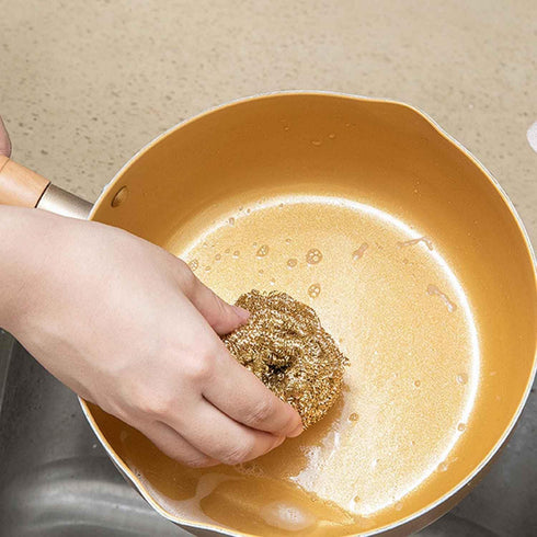 6 Pcs Brass Kitchen Cleaner Scrubbing Scour, Non-Scratch Dishes Scrubber, Copper Scrubber