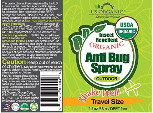 US Organic Mosquito Repellent Anti Bug Outdoor Pump Sprays, Deet-Free, USDA Certified, Cruelty Free, Proven Results by